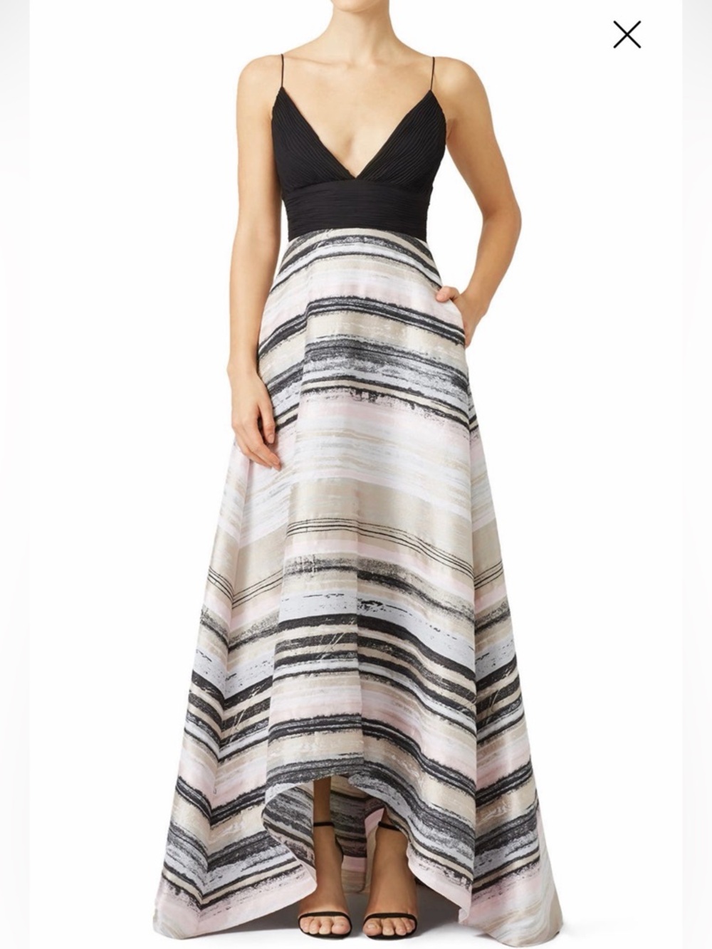 Badgley Mischka Neutral Stripe Gown